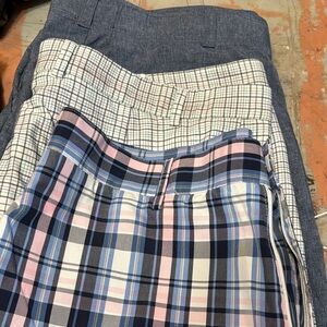 Hogan Men's Flat Front Shorts - Blue, White, Pink Plaid